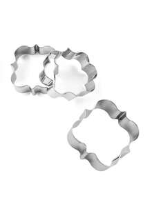 4pcs/Set Stainless Steel European Style Blessing Frame Cookie Cutter Set, Baking Tools, DIY Cookie Mold - Silver - View 5