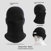 Winter Hat, Pull Hat, Men's Knitted Windproof Ear Protection, Cold-Proof Head Cover, Woolen Warm Face Mask, Cold Cap - A - View 7