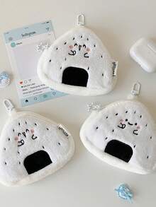 1个卡通女孩心形饭团毛绒零钱包，学生可爱配饰，耳机收纳包，数据线整理袋 - 彩色 - 查看 6