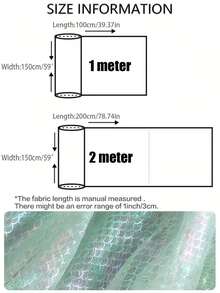 1pc Light Blue & Light Green Fish Scale Mesh Fabric, Tulle Fabric For Party Dress, Stage Costume DIY - Light Green - View 2