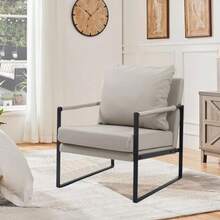 sillones para recamaraGOMYHOME Sillón Moderno Silla Individual con Cojín Sillon con Robustos PiesGris - Gris - Ver 3