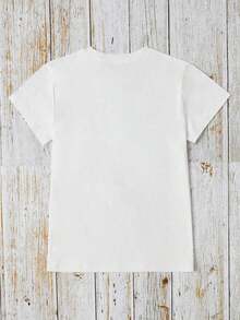 Women's Summer T-Shirt With A Simple, Casual Everyday Design Featuring A Mouse Print Resembling A Star. It Has A Crew Neck Style, Perfect For Summer. The Design Includes A Fun Animal Print And The Image Of A Little Mouse Emerging From A Star. - trắng - Xem 5