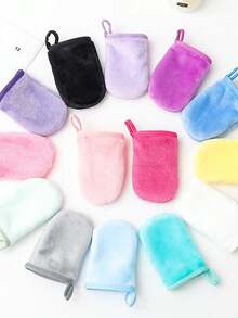 1pc Flannel Makeup Remover Gloves, Washable Finger Cleansing Gloves, Facial Cleansing Gloves - A - View 1