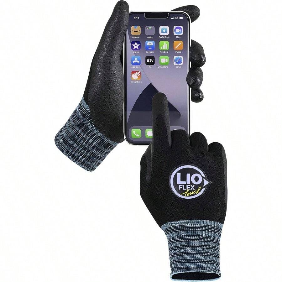 Work Gloves With Touchscreen Fingers, 1 Pair Lightweight Working Gloves, Warehouse Workers, Delivery Drivers, Nitrile Foam Coated Grip Gloves Women And Men Black, S - 小號(1 件裝)+ 黑色 - 查看 1
