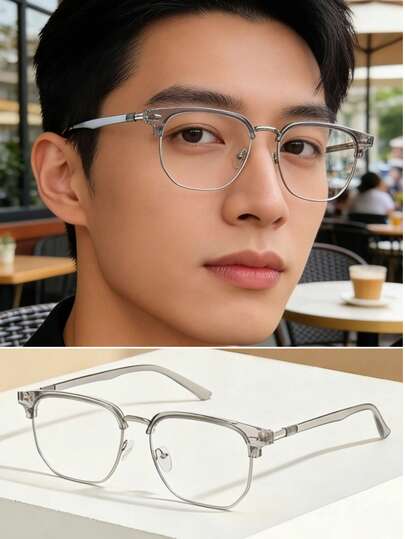 1pc Men's Fashion Decorative Non-Prescription Glasses, Suitable For Everyday Wear, St. Patrick's Day