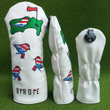 Premium Leather Golf Club Head Cover, White Bird Embroidery, For Driver, Wood, Hybrid Clubs - Multicolor - View 4