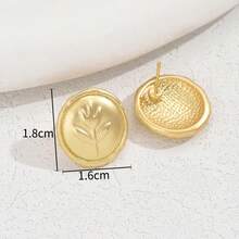 1对哑光玫瑰花百搭耳环，女士款 - 金色 - 查看 5