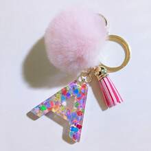 1个字母首字母钥匙扣，可爱毛绒球钥匙圈，可挂在包包、背包、汽车上，是送给女性和女孩的绝佳礼物。亮片树脂钥匙扣，钱包和手提包配饰，带流苏钥匙圈，字母首字母A-Y，适合学生使用。 - 粉色 - 查看 14