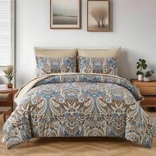 7 Pieces Paisley Comforter Set Queen King Bed In A Bag Comforter, Brown/Blue/Green/Pink Boho Paisley Pattern Bedding Soft Microfiber Queen Size Comforter With Sheet & Pillowcase,Wedding Items,Valentines Day Home Bed Room Decor,Easter Gifts,All Season - Brown - View 10