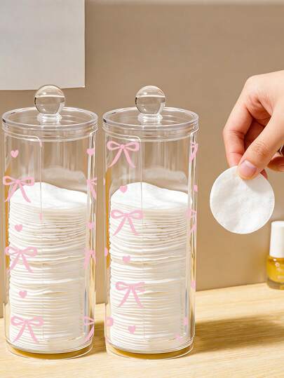 Caja de almacenamiento de plástico transparente con lazo rosa, organizador de cosméticos de escritorio, caja organizadora de maquillaje transparente - Organizador de tocador moderno con tapa, organizador de tocador de baño, adecuado para almacenar brochas de maquillaje, lápices labiales, herramientas de belleza, organizador de escritorio, organizador de cosméticos, accesorios de tocador, joyero, soporte para brochas, organizador de perfumes, regalo creativo para mujeres, adecuado para almacenar cintas para párpados, esponjas de maquillaje, esponjas de limpieza y otras pequeñas herramientas de belleza, organizador de escritorio