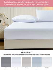 1件压花床笠，床垫保护套，适用于所有床型——单人床、双人床、大号床，柔软透气，居家及宿舍必备床上用品，可机洗，通过Oeko-Tex认证 - 白色 - 查看 8