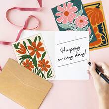 12张中世纪现代风格花卉贺卡，附带信封，适用于生日、节日、婚礼等各种场合，是送给朋友、老师和同事的完美之选。 - 彩色 - 查看 5