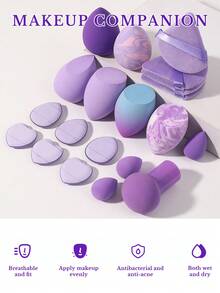 20件套化妆工具套装，包含：6个化妆海绵+3个迷你化妆海绵+4个三角粉扑+6个迷你气垫粉扑+1个粉扑，一应俱全，新手友好 | 方便携带，送礼佳品 | 新手/女性的完美之选 - 彩色 - 查看 4