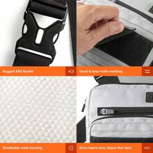 Fitdom - Paquete de pecho deportivo inspirado en la táctica. Bolsa de pecho para hombre con soporte para teléfono integrado. Este chaleco EDC Rig Pouch es perfecto para entrenamientos, ciclismo y - Blanco - Ver 12
