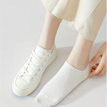 6 Pairs Of Solid Color Boat Socks, Suitable For Both Men And Women, Spring Thin Version, Suitable For Casual And Formal Occasions, Daily Comfort, Minimalist Design, Soft Fabric - 彩色 - 查看 11