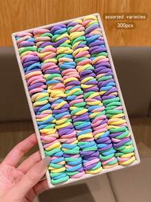 Approx. 300pcs/Pack Sweet Style Hair Ties, Basic Everyday Hair Accessories - Multicolor - View 9