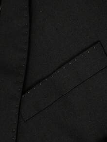 Black Double-Breasted Slim Fit Men's Suit Jacket, Wedding Formal Wear - Black - View 8