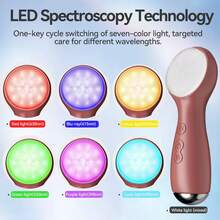 Colorful LED Silicone Face Wash Brush -  Vibration Face Cleaner With Heat Sensation, 3 Modes & Ergonomic Handle, Waterproof Electric Face Brush For At-Home Spa & Travel Skincare (Pink) - 黑色 - 查看 5