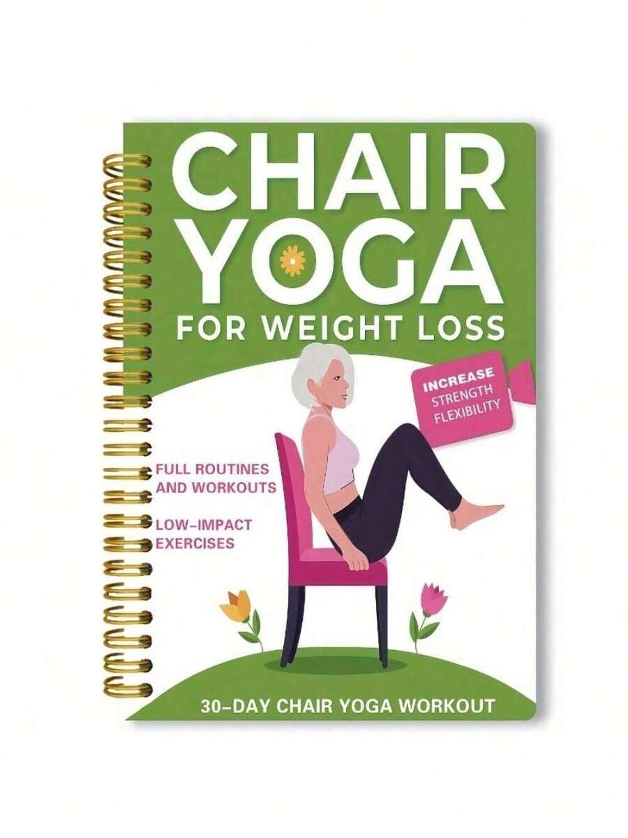 30 Day Chair Yoga Challenge: A Weight Loss Guide And Exercise Plan Suitable For Both Seniors And Beginners -10 Minutes Of Daily Exercise, Illustrated Chair Yoga Poses, Spiral Bound Fitness Notebook, For Home/Office Use, Exercise Manual With Progress Tracking - màu xanh lá - Xem 1