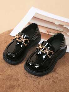 1双女童低帮公主乐福鞋，套脚鞋，校园风，幼儿及小童防滑软底防踢复古玛丽珍鞋，透气休闲百搭旅行鞋，适合春、夏、秋季穿着 - 黑色 - 查看 1