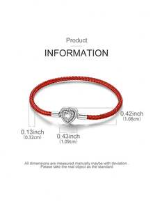 1 对原装 925 纯银手链，这款 925 纯银心形扣红色编织手链，为您的造型增添一丝永恒的浪漫和活力。 - 銀色 - 查看 6