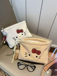 Hello Kitty 毛绒化妆包 - 大容量、优雅设计、可水洗 - 旅行和送礼的理想之选 - 彩色 - 查看 4