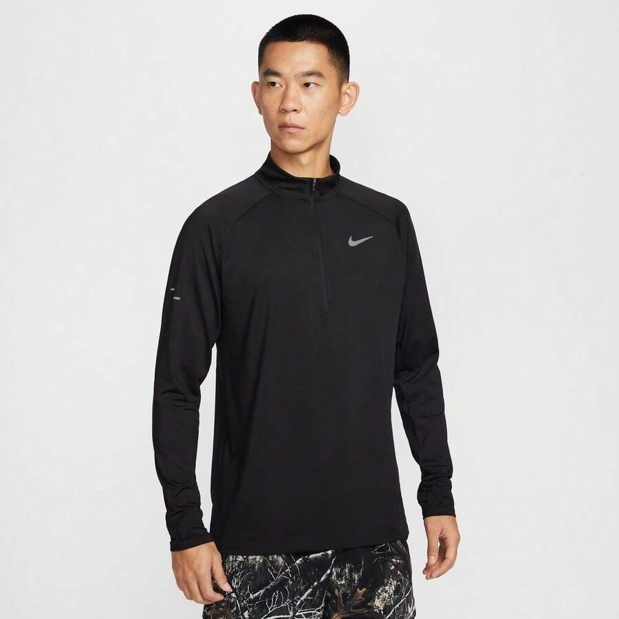 Nike Men's AS M NK DF STRIDE REALTREE MIDPOLO Knit Collared Long Sleeve Shirt TIO8316-010 - Black - View 1