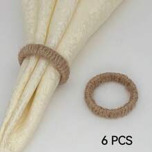 2/4/6/8/12pcs Jute Rope Bow Napkin Rings, Handmade Rustic Linen Napkin Holders, Suitable For Wedding, Party, Birthday, Dinner Table, Christmas, Thanksgiving, Home And Outdoor Dining Decor, Bridal Shower, Farmhouse Style Valentine's Day - Multicolor - View 17