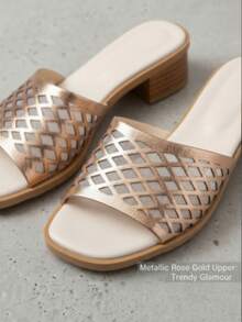 Summer Breathable Mesh Sandals, Minimalist & Fashionable | Comfortable & Sturdy | Non-Slip & Durable, Suitable For Daily Casual Wear, Commuting And Attending Parties - Champagne - View 2