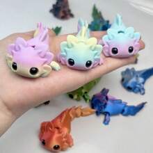 1/2/3pcs Cute Axolotl Ornament With Gift Bag, Random Gecko, Strange Animal-Shaped, PLA Material, Movable Joints, Desktop & Car Decoration, Novelty Birthday Gift, Party Favor, Axolotl Toy, Christmas Stocking Fillers, Party Bag Filler, Halloween Gifts - Multicolor - View 5