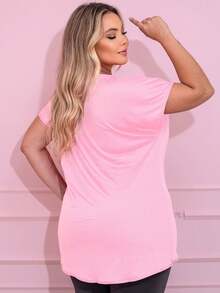 Plus Size Sports Tees & Tanks - Baby Pink - View 6