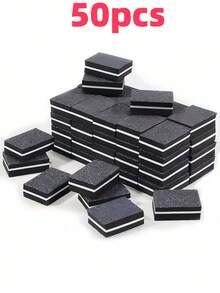 50pcs/Set, Black, 180/100 Grit, High Elasticity Foam Blocks, Mini Tofu Shape, Double-Sided Nail File And Polishing Block, Suitable For Women, Home Use And Salons (Optional Quantity: 2/10/50/100/200/300/400pcs) - Multicolor - View 1