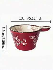 1pc Ceramic Beaded Handle Sauce Bowl, Breakfast Cup Baking Container, Steaming Cooking Baking Bowl Milk Cup Cake Bowl, Oatmeal Cup Snack Bowl, Suitable For Kitchen, Living Room, Dining Room, Tableware, Cup, Ramadan Dinnerware - Multicolor - View 9