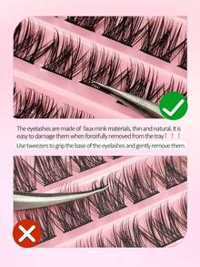 Asiteo 100片装单根假睫毛，D型卷翘自然簇状假睫毛，柔软蓬松轻盈仿貂毛睫毛，DIY睫毛嫁接，睫毛簇，单根假睫毛 - 黑色 - 查看 7