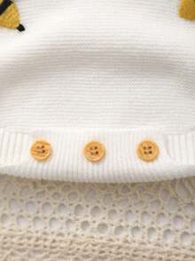 Baby Girls' Summer Handmade 3D Bee Embroidery Design Knitted Suspender Romper, Adorable And Cute, Suitable For Casual Daily Wear - White - View 7