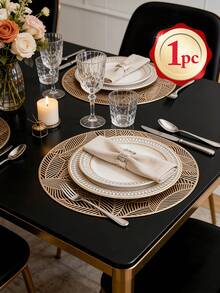 1-200 Peças Sousplat Minimalista Dourado de PVC, Lavável, Fácil de Limpar, Limpo com Pano, Antiderrapante, Jogos de Mesa de Jantar, Doce Nostalgia, Sousplat Elegantes, Aparelho de Mesa, Tapete de Cozinha e Jantar, Decoração de Casamento e Feriados - Multicolorido - Visão 12