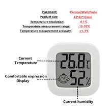 2pcs High Precision Mini Thermometer Hygrometer, Indoor Home Reptile Electronic Temperature Humidity Meter, Car Thermometer, Digital Garden Thermometer Hygrometer With Large LCD Display - White - View 6