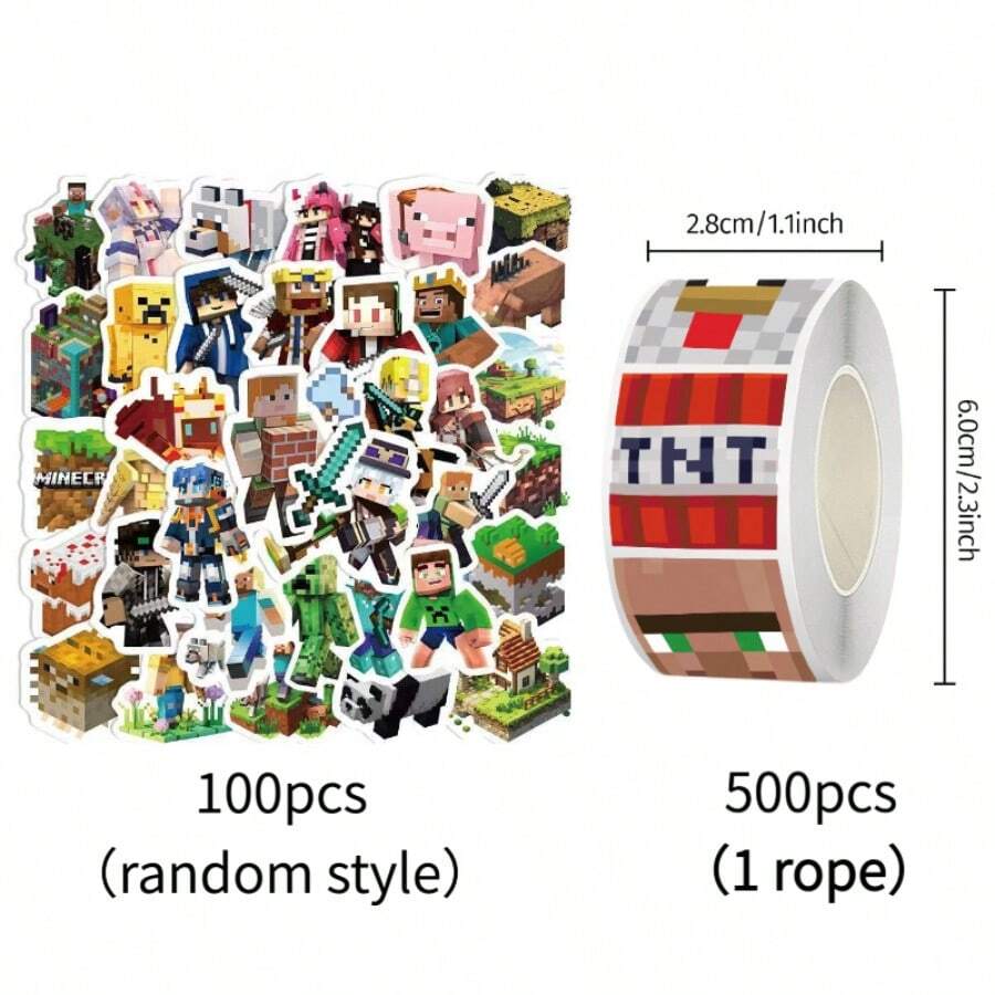 [Decorative Stickers] Minecraft-Themed Stickers, Cartoon Puppy Decorative Stickers, Multiple Patterns Available, Suitable For Decorating Various Small Gifts, Phones, And Luggage - Multicolor - View 1