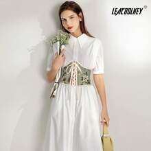 LEACOOLKEY Women Floral Corset Belt Lace-Up Tied Waspie Wide Waist Belt Renaissance Costume Corset Belt - 彩色 - 查看 3