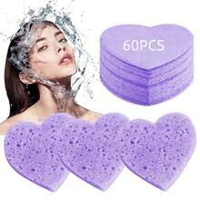 Compressed Cellulose Heart Shape Facial Sponges Natural Cosmetic Spa Sponges Reusable For Facial Cleansing Exfoliating - Coral Pink - View 18