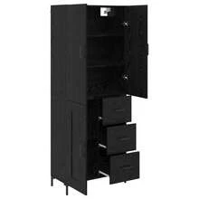 vidaXL Highboard in Schwarzeichen-Optik, 69,5 x 34 x 180 cm, Holzwerkstoff - nero - Visualizzare 5