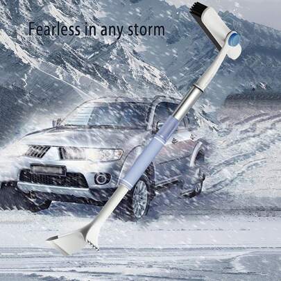 [3-In-1] Extendable Ice Scraper And Snow Brush For Car Windshield, Upgraded 360° Pivoting Brush Head With Comfortable Foam Grip - Detachable Snow Removal Tool For Truck, SUV, And Vehicle Windows