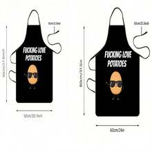 1件趣味卡通火焰土豆图案围裙，创意食物印花厨房围裙，烹饪腰围裙，家用烘焙防水围裙，趣味设计家务围裙，男女通用防油厨房围裙 - B - 查看 2