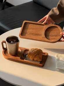 1pc Vintage Tray For Breakfast Coffee Tea Water, Afternon Tea Set, Bread, Pastry, Desserts - Mocha Brown - View 6