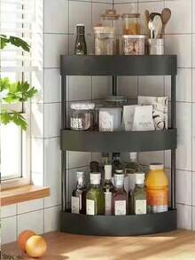 Estantería de esquina de 3/4/5 niveles, estante vertical de plástico resistente al agua y al óxido para ropa, zapatos, almacenamiento, apta para cocina, sala de estar, baño, disponible en blanco/negro, solución de almacenamiento ideal para el hogar y el baño - Multicolor - Ver 7
