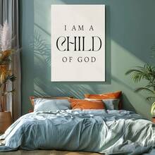 1 pieza Cuadro "Soy hija de Dios", Inspiracional, Cuadro de madera, Póster vintage, Juan 1:12 - Minimalista, Moderno, Estilo gráfico, Decoración de fiesta, para sala, recámara, oficina, incluye accesorios - Lienzo enmarcado, Vertical - Lienzo enmarcado - Ver 7