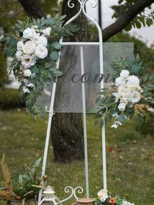 2pcs/Set - Wedding Arch Flowers, Artificial White Wedding Floral, Suitable For Wedding Welcome Sign Decoration And Ceremony Reception Area Arch Arrangement. Artificial Arch Flower Bouquet For Wedding Welcome Sign, Ceremony And Reception Area Backdrop Decoration. - White - View 6
