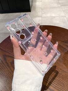 1pc Fashionable Girl Style Strawberry Flower Heart Pattern Transparent Airbag TPU Material Anti-Drop Phone Case, Suitable As Holiday Gift Compatible With Samsung S25, S24, S23, S22, A05 And Other Models - Multicolor - View 6