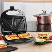 LSXD Sandwic 750W Panini Electrica con Recubrimiento Antiadherente Luz Indicadora Fácil de Limpiar Mini Prensa para Hacer 2 Sandwiches Pequeños Cocina Electrodomesticos - Negro00 - Ver 2