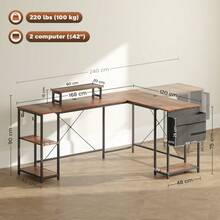 Home Office Desks - Brown - View 6